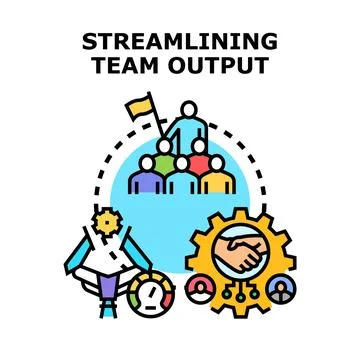 Streamlining team output process achieving business success Illustrazione stock