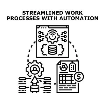 Streamlining work processes with automation concept illustration Ilustração Stock