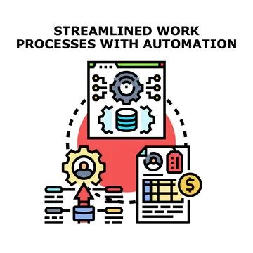 Streamlining work processes with automation concept illustration 스톡 일러스트