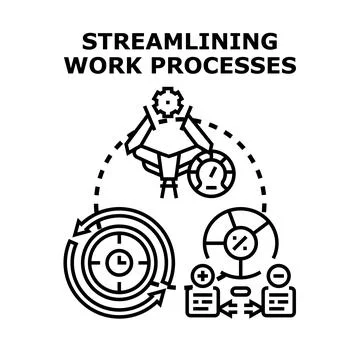 Streamlining work processes for business efficiency and optimization Ilustração Stock