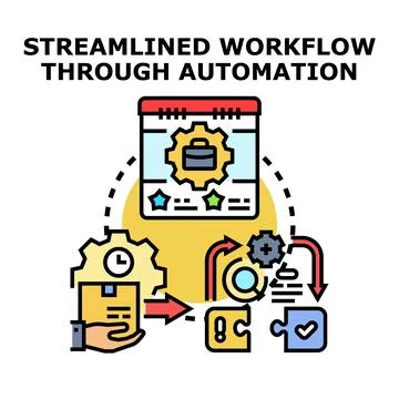 Streamlining workflow process through business automation concept 库存插图