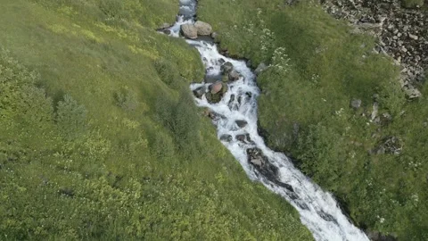 Streams and Rivers in the Valley originating from Melting Snow Stock Footage 248376924