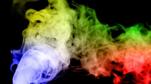 Streams of bright colored steam or smoke against a dark background Stock Footage 105442139