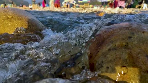 Streams of Clean Water hitting the rocks Stock Footage 275399797