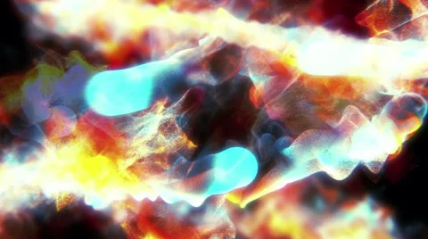 Streams of fiery particles in different directions, 3D animation, looping Stockbeeldmateriaal 65001969