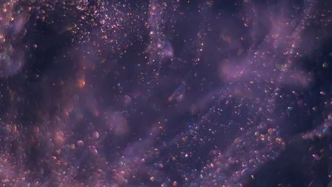 Streams full of tiny bokeh violet glittering bubbles are moving randomly and Stock Footage 116095574