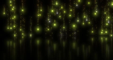 Streams of sinking sparkling colored particles, mirror reflection on the flo Stock Footage 309785355