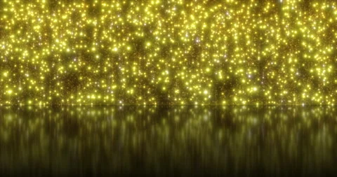 Streams of sinking sparkling colored particles, mirror reflection on the flo Stock Footage 309785848