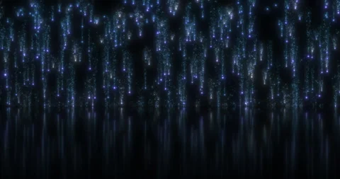 Streams of sinking sparkling colored particles, mirror reflection on the flo Stock Footage 309786608