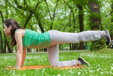 Streching in the park Stock Photos