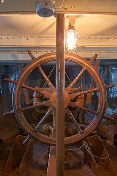 Streeing wheel of a ship. Stock Photos