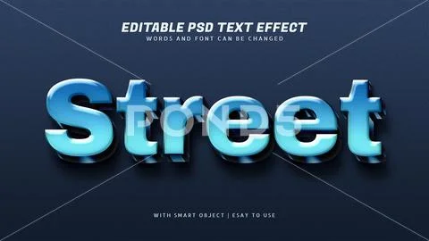 Street 3d blue text effect editable PSD Template