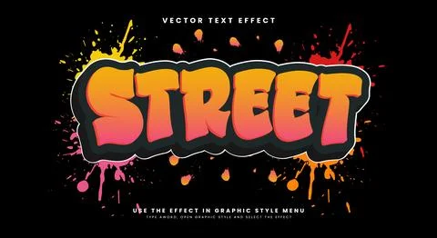 Street 3d editable text effect template Illustrazione stock