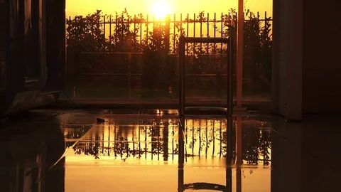 Street after rain at sunset 스톡 동영상 101761376
