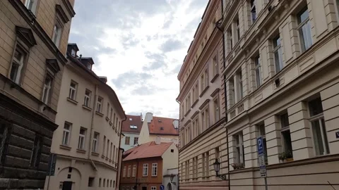 Street and old building in Prague. Beautiful facade of an old house. Stock Footage 166405855