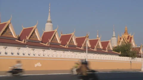 Street and the Royal Palace complex at Phnom Penh, Cambodia Stock Footage 51713871