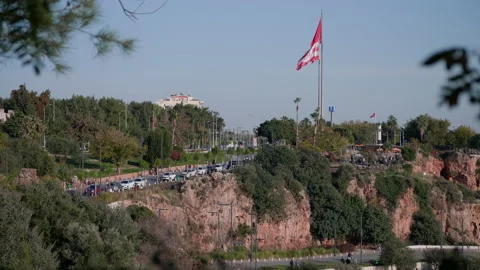 Street and Turkish flags Stock Footage 229496685