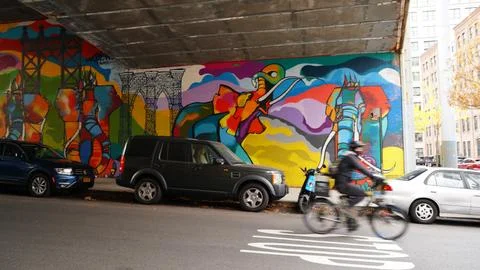Street art with biker Stock Photos