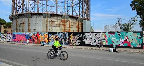 Street Art Creativity, Rome, Gazometer, Ostiense district  Stock-Footage 291308762