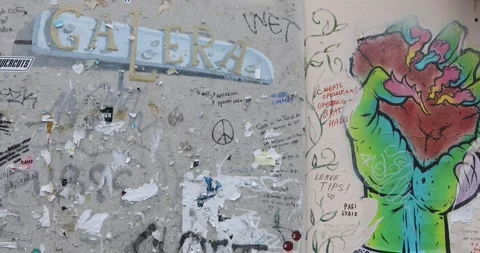 Street art to-do list mural with humorous radical slogan destroy capitalism Stock Footage 321048337