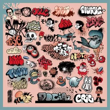 Street art graffiti elements Illustrazione stock