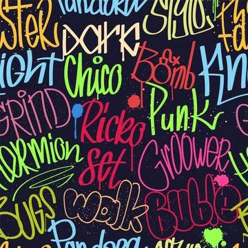 Street art. Graffiti pattern. Drip spray style background. Urban text wall. F Stock Illustration