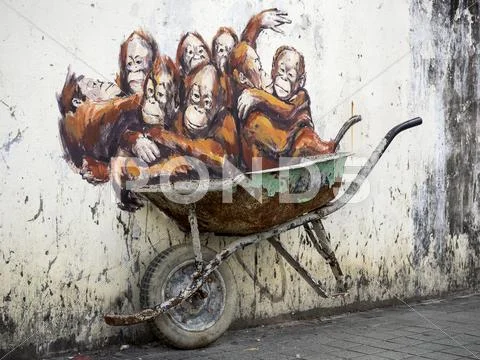 Street Art Mural in Kuching, Sarawak, Malaysia Stock Photos