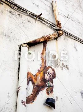 Street Art Mural in Kuching, Sarawak, Malaysia Stock Photos
