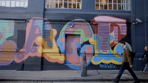 Street art in Shoreditch Stock Footage