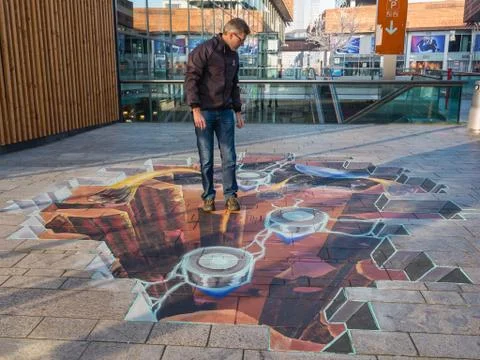 Street art showing optical illusion Stock Photos