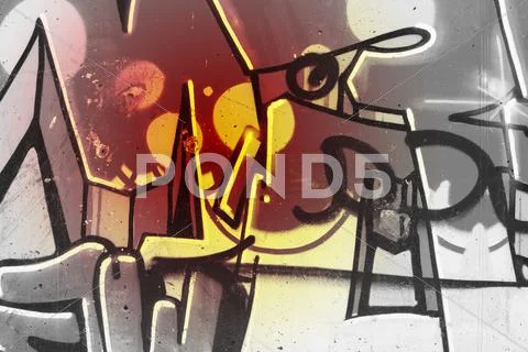 Street art, urban grafitti on wall Stock Illustration