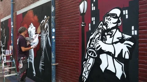 Street artist Video stock 75465147