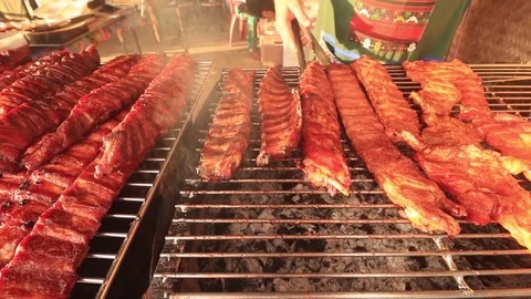 Street barbecue Stock Footage 124590462