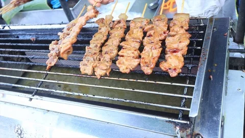 Street barbecue Stock Footage 128027331