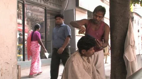Street Barber in India Stock Footage 11508738