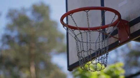 Street basketball hoop, metal mesh and Stock Video Pond5