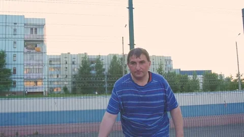 Street Basketball Player With a Ball Stock Footage