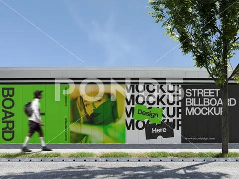 Street Billboard 3D Mockup PSD-sjabloon
