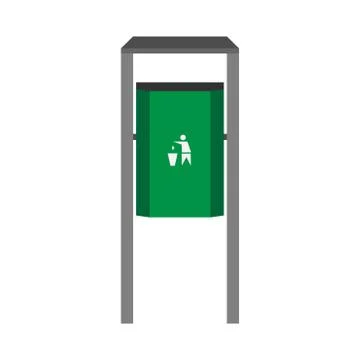 Street bin green vector side view icon. Disposal ecology junk refuse concept. Stock Illustration