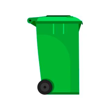 Street bin green vector side view icon. Disposal ecology junk refuse concept. 스톡 일러스트