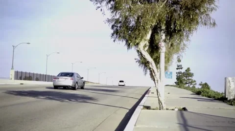 Street at the bridge above the freeway Stock Footage 49367345