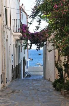 Street in cadaques Stock Photos