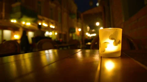 Street cafe. Candle on the table. Stock-Footage 37543119