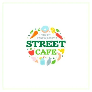 Street cafe emblem Stock Illustration
