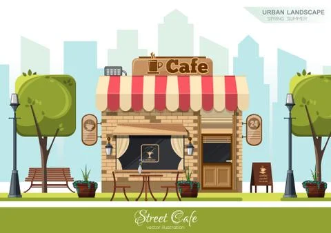 Street Cafe. Flat design concept Stock Illustration