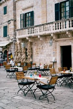 Street cafe near the Pucic Palace hotel. Dubrovnik, Croatia Street cafe ne... Stock Photos