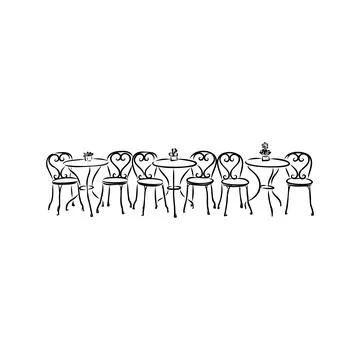 Street cafe in old town vector illustration Stock Illustration