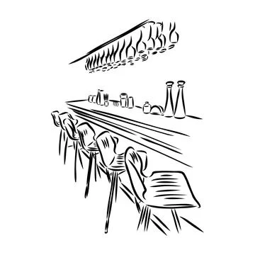Street cafe in old town vector illustration Stock Illustration