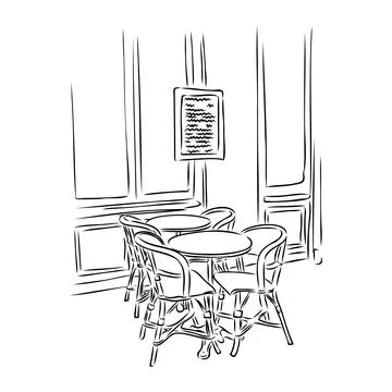 Street cafe in old town vector illustration Stock Illustration