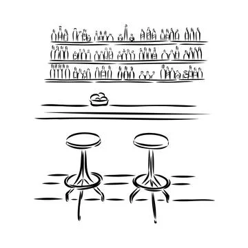Street cafe in old town vector illustration イラスト素材